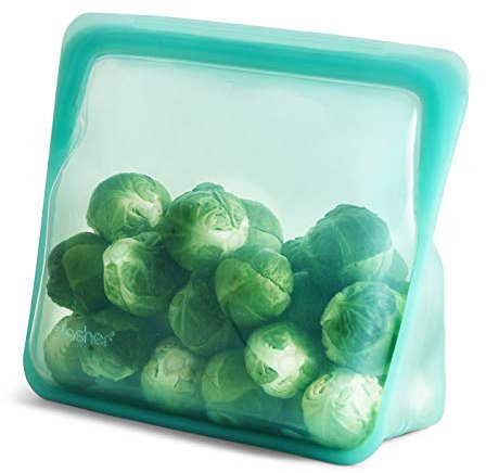 stasher Sacchetti in silicone per alimenti, Stand Up Bag (Aqua) | Sacchetti riutilizzabili per congelatore | Sacchetto con cerniera lavabile | 24,1 x 17,8 x 3,2 cm / 1,6 l