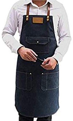 Levoberg - Delantal de Trabajo de Vaquero con Bolsillos, Color Azul