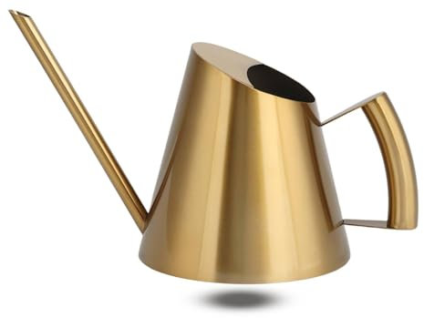Arrosoir en Acier Inoxydable 400ml, Long Bec Pot d’Arrosage Mini Arrosoir en Métal,Arrosoir en Acier Inoxydable 400 ML,Petit arrosoir à Bec Long en Metal pour Plantes l'intérieur et l'extérieur, doré