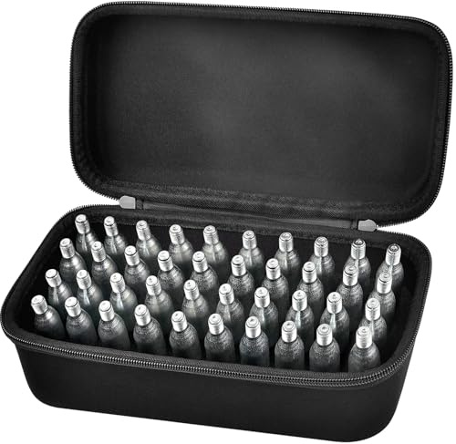 CO2 N2O Cartridge Organizer Case Only, 40-Slot Holder for 8g/12g Refills, Fits for Crosman for Umarex for Daisy for Leland Style Cartridges, Hard Storage Box for Bike Inflators, Airsoft Paintball Gear