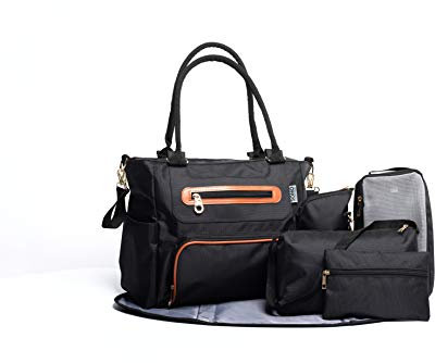 SoHo Grand Central Station Wickeltasche, 7 Stück, Schwarz