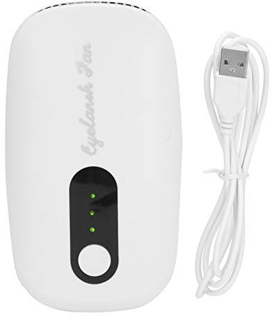 Jadeshay Secador de pestañas Ventilador Mini secador de Pelo Ventilador USB Recargable Injerto de pestañas Extensión Secador de Pegamento Ventilador(White)