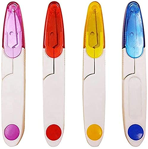 Fadenschere,4 PCS Fadenschneider Nähfadenschneider U-förmige Nahttrenner mit Kunststoff-Sicherheitsabdeckung Mini Nähschere für Schneiderstickerei Handarbeiten DIY