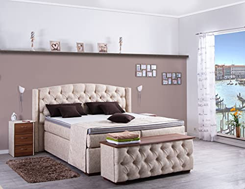 AUKONA Boxspringbett Carla 180x200cm, Farbe wählen und ändern, 7 Zonen Taschenfederkern-Matratze, H2 H3 H4, Komfortschaum-Topper, Lieferung und Aufbau kostenlos