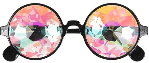 SOIMISS Kaleidoskop-Brille, Regenbogen-Sonnenbrille, 4D-Rave-Prisma-Brille für Festivals, Lichtshow, Club, schwarzer Rahmen ohne Löcher