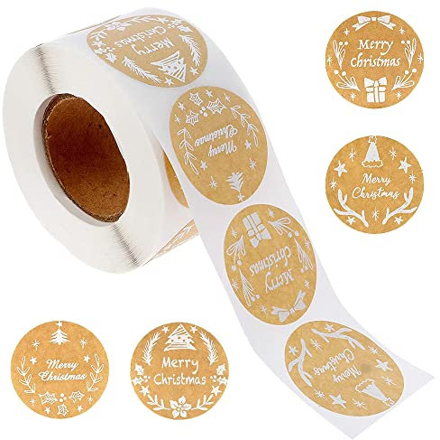 500 Aufkleber Rolle Weihnachten,Etiketten Aufkleber Weihnachten,Etiketten Merry Christmas,Geschenkaufkleber Weihnachten,Sticker Weihnachten Rund,Weihnachtsaufkleber Selbstklebend für Papiertüten