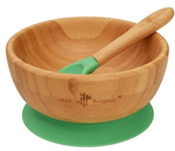 Just Bamboo ® Baby and Toddler Suction Bowl Set for Feeding and Weaning | Outstanding Suction | Bamboo Baby Suction Bowls with Matching Spoon Set from 6 Months