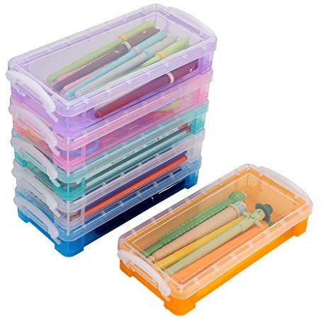 SUMNACON 6 Pcs Stapelbare Stiftbox Stifthalter Bürobedarf Stift Aufbewahrung Schreibtisch Organizer Box Pinsel Schreibwaren Malstifte Aquarellstift Zeichnungs Werkzeuge (6 Farben)