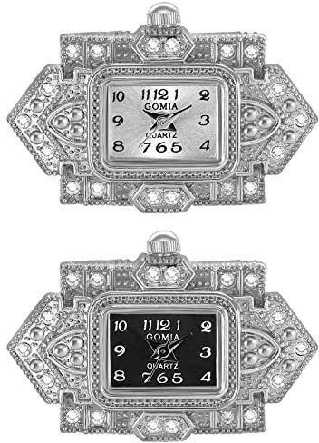 JewelryWe 2pcs Ringuhr Damen Fingeruhr Analog Quarz Retro Geschnitzt Blumen Strass Edelstahl Verstellbar Ring Uhr Fingerringuhr Uhrenring mit Rechteckig Zifferblatt Silber