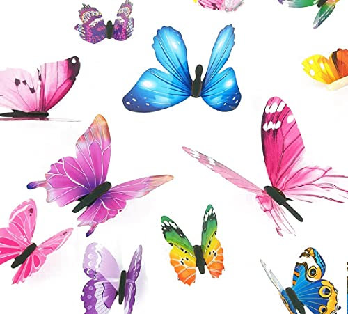Tianorcan 48 Stück 3D Schmetterlinge Deko Schmetterling Aufkleber Schmetterlinge Dekoration Wandtattoo Abnehmbare Wandaufkleber Heimdeko Kinderzimmer Schlafzimmer Deko (Mehrfarbig)