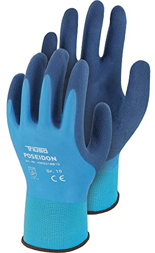 TRIUSO Nylon Handschuh Poseidon mit Latex-Beschichtung wasserdicht Cat. II blau (11)