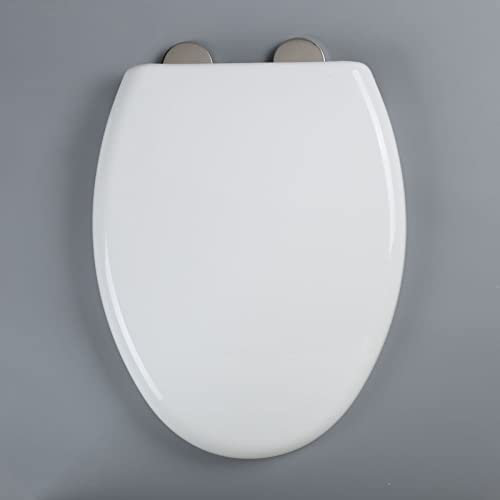 WC-Sitze, verlängerter WC-Sitz mit Deckel, Absenkautomatik, einfach zu montieren, PP, Schnellverschluss-Scharniere, weiß, geeignet für verlängerte oder ovale Toiletten Little Surprise