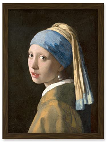 Artery8 Johannes Vermeer Girl with a Pearl Earring Reproduction Painting Artwork Framed Wall Art Print A4