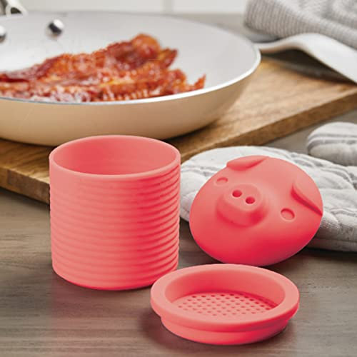 MMCCHB Bacon Grease Container,Cartoon Pig Shaped Oil Container Can with Strainer and Dust-Proof Lid for Store Meat Frying Oil and Cooking Grease Storage
