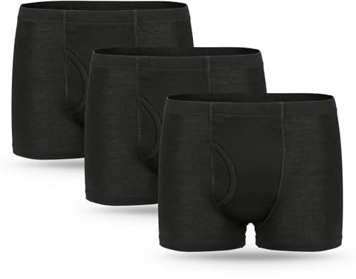 3 Pcs Men’s Incontinence Pants Incontinence Boxer Brief with Absorbent Pad 300 ML Urine Volume Cotton Washable Reusable Leakproof Incontinence Pants for Men Black Size M