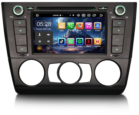 Erisin Android 14 8-Kern 4GB RAM+64GB ROM Autoradio GPS Navi für BMW 1er E81/82/88 7 Zoll Bluetooth 5.0 Touchscreen Kabelloses CarPlay Android Auto DAB+ DVD FM Radio DSP WiFi OBD2 USB TPMS