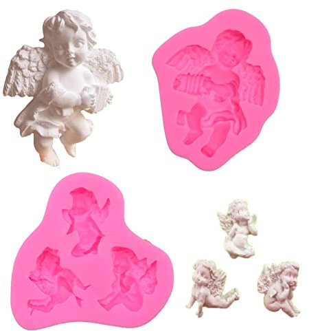 Fondant Formen 2 Stück DIY Backutensilien Engelsform Fondant Sahne Torte Kekse superleichte Ton Gips Silikonform