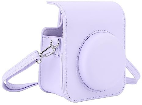 Tragbare Tasche Kompatibel mit Fujifilm 12, Farbenfrohe Kameratasche aus PU-Leder mit Verstellbarem Schultergurt, Einfach Aufzuhängen und Zum Fotografieren (Iris Lila)