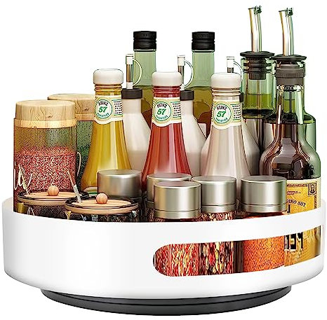 StarryTiger Lazy Susan Piatto Girevole Portaspezie Organizer, 360° Portaspezie Girevole, Vassoio Girevole Portaoggetti per Frigorifero, Cucina, Soggiorno, Camera da Letto, 22x22x5cm