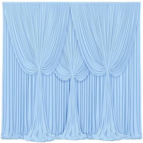 4 Panels Baby Blue Backdrop Curtains for Wedding Party Wrinkle Free Backdrops Curtain Drapes Fabric Decorations Photo Back Drop Cloth for Baby Shower Photography Stage Reception 20ft(W) x 12ft(H)