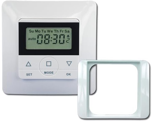 Rolladen Zeitschaltuhr CasaSpirit50 incl. Busch&Jäger Zwischenrahmen Steuerung Comfort (Busch Jäger Alpha NEA)