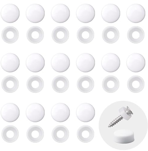 INCREWAY 100pcs Plastic Screw Covers, Dome Cap (White)