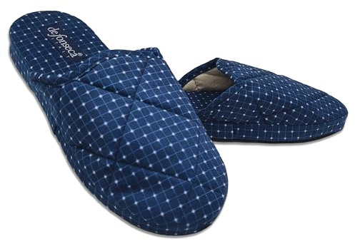 de fonseca Ciabatte Uomo alla Milanese, Pantofole Invernali Chiuse da Casa, Pantofola in Stoffa di Prima Qualità, Ciabatta Antigraffio, Lavabile e per Ospiti (Blu Pattern, 41)