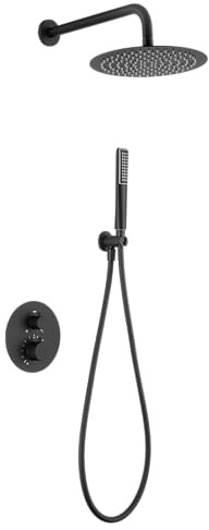 IMEX GTN047/NG NÁPOLES Conjunto Ducha Termostático Empotrado Negro Mate