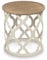 VONLUCE Farmhouse End Table, 45 cm Round French Country Side Table, Distressed Wood Tray Top Rustic Accent Table with Lipped Edge for Living Room Dining Room Bedroom, Small Space, Beige