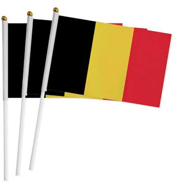 Pandiui23 20 Drapeaux à manivelle de la Belgique pour la fête Nationale, Les fêtes, Les défilés, Les Drapeaux à Main, Les événements Sportifs, la décoration de Bar, Les Drapeaux Belges, Les fanions b