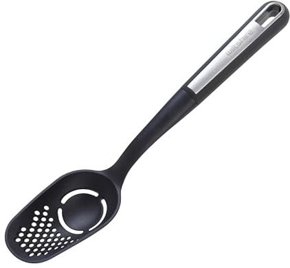 Wiltshire Aspire Slotted Spoon, Stirring & Serving Utensil, Cooking Strainer, Heat-Resistant Utensil, Non-Stick, Non-Scratch, Anti-Slip Soft Touch Handle, Grey & Silver, 33x6.3x5cm
