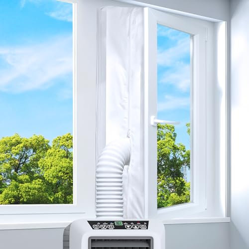 Klimaanlage Fensterabdichtung,157inch Fensterabdichtung für Mobile Klimageräte,Fenster Klimaanlage Abdichtung für Wäschetrockner, Ablufttrockne,Fensterkit Klimaanlage mit Kein Bohren für Fenster