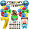Pixel Kindergeburtstag Deko 7 Jahre, Luftballon 7. Geburtstagsdeko, 41 Stück Miner Gamer Geburtstag Party Deko, Jungen Folienballon Spiel Luftballon Happy Birthday Banner Cupcake Toppers