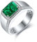 Bishilin Ring Herren Weißgold 585 mit Smaragd, Verlobungsring mit 3ct Smaragd Siegelring Hochzeit Ringe Männer Trauringe Nickelfrei Größe59 (18.8)