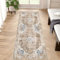 TOPICK Läufer 60x180cmFlur Waschbar Küche Läufer Kurzflor Retro Ziegelort Blume Orientalischer Teppich Antibakterieller Faltbar rutschfest Dünn Teppich für Brücken Schlafzimmer Wohnzimmer Flur