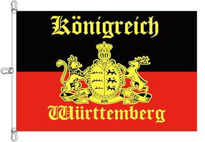 Stormflag königreich württemberg Flagge 150x225cm Flagge Königreich Württemberg mit Schrift, Polyester 110 g/m2 with Three Hooks