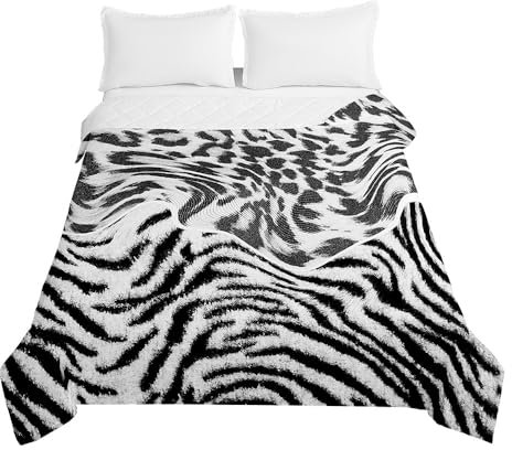 Highdi Tierische Textur Sommer Bettdecke, Atmungsaktive Leicht Dünn Sommerdecke, Weich Hautfreundlich Bettdecke, Mikrofaser Tagesdecke für Sofaüberwurf Einzel Doppel (100x150cm,Zebra)