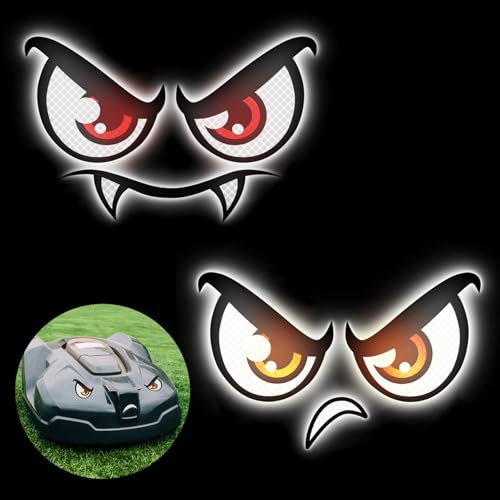 Augen Aufkleber Mähroboter, 2-Pack Reflektierend Augenaufkleber für Roboter Wasserdicht Aufkleber Staubsauger Roboter Selbstklebend Augenaufkleber Mähroboter Deko (Stil 1)