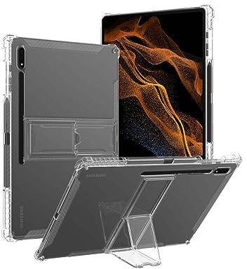 QJONSIU Coque pour Samsung Galaxy Tab S10 Ultra, [Protection Airbag] Coque Protecteur Ultra-Mince en TPU Souple, Stand Featur Case pour Samsung Galaxy Tab S10 Ultra-Transparent