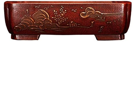 LUZZILE Macetas de Barro para Plantas Maceta de Arena púrpura Retro, Maceta Rectangular Extra Grande, Planta Verde, bonsái, decoración de Interiores, punzón Inferior Macetas para Plantas(L)