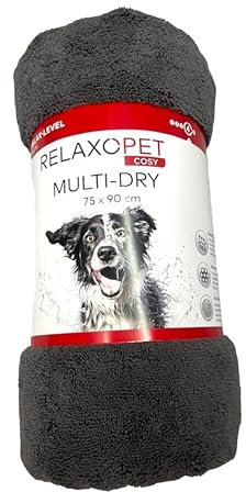 RelaxoPet® Multi-Dry Trockentuch für Hunde. Extra saugfähig aus Microfaser für Kleine - Mittlere Hunde, 75 x 90 cm, schnelltrocknend.