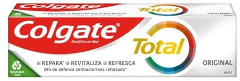 Colgate Total Aktive Zahnpasta, 75 ml, bekämpft die Hauptursachen von Mundgesundheitsproblemen | 24 Stunden antibakterieller Schutz | patentierte Technologie.