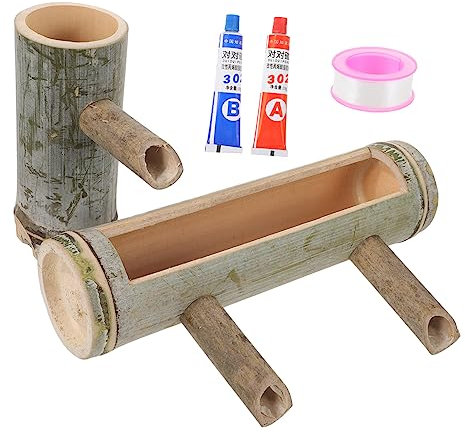 SEWOART 1 Satz Wasserspender aus Bambusrohr Brunnen Ornament wasserreiniger hauswasserfilter wasserpumpen Feng Shui Dekoration Wasserspiele im Teich Wasserfontänen aus Bambus Olive Green