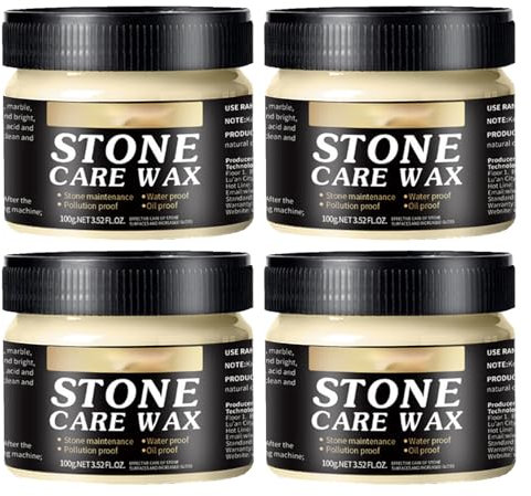 Marmor-Polierwachs, Steinpoliturwachs, Hochglanz-Schutzsteine, Poliercreme für Möbel, Böden und Wände, 100 g (4 Stück)