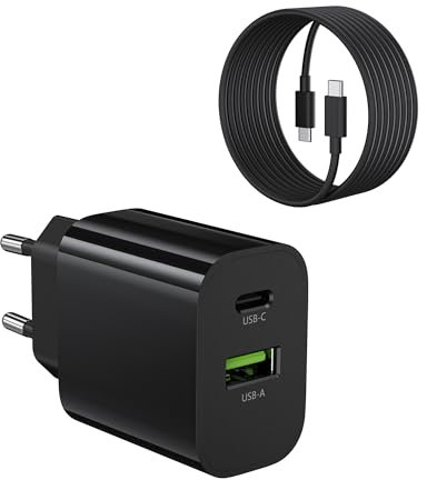 DEESOOCO 30W 2-Puerto Cargador USB C Compatible con iPhone 15/16 Pro MAX, Samsung Galaxy S24/S23/S22