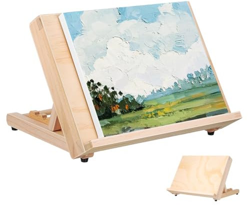 Angoily Staffelei Zeichenbretter Für Künstler Ausarbeitungsbrett Zeichentische Künstlerhand-zeichenbrett Buchstand Verstellbares Schrägbrett Tragbarer Zeichentisch Künstlertafel Beige Holz