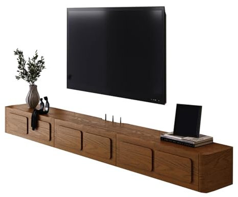 YAONJS Mobile TV Sospeso in Legno Massello, Mobile A Parete, Piccolo Appartamento, Soggiorno, Pensile, Mobile Stretto, Portaoggetti A Parete(120 * 24 * 18cm)
