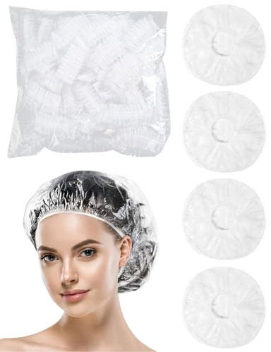 JUKOTA 50 Pezzi Cuffie Doccia,Cuffie Doccia Monouso,Generico Cuffia Doccia Impermeabile,Unisex Adulto per uso in casa,viaggi,hotel,spa,parrucchiere(42cm)