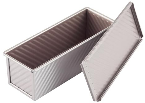 LOVEHARBOR Moule à pain Pullman en acier au carbone ondulé anti-adhésif 0,3 kg avec couvercle