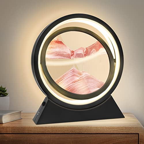 Wai Danie Sandbilder zum Drehen mit Beleuchtung 3D Sandscape - die Sandkunst in Tiefsee Fließende Sandmalerei Sandbild Sanduhr Deko Aesthetic für Büro Wohnzimmer Schreibtisch (Rot)